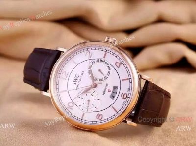 Replica IWC Portofino Watch Rose Gold Arabic Markers Leather